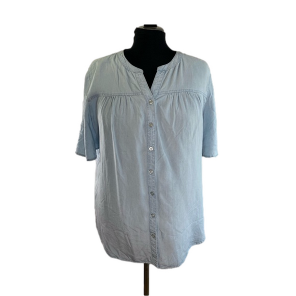 Chico's Tops - Chicos Blue Cutaway Neck Top NWOT Size 3 = 18/18 SKU0094